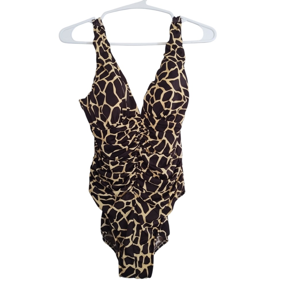Miraclesuit Giraffe Print Ruched Slimming Beach Vacation One Piece Swimsuit 12